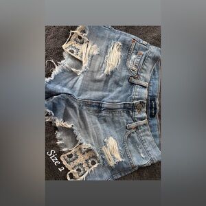 Aeropostale Light Blue Frayed Jean Shorts
